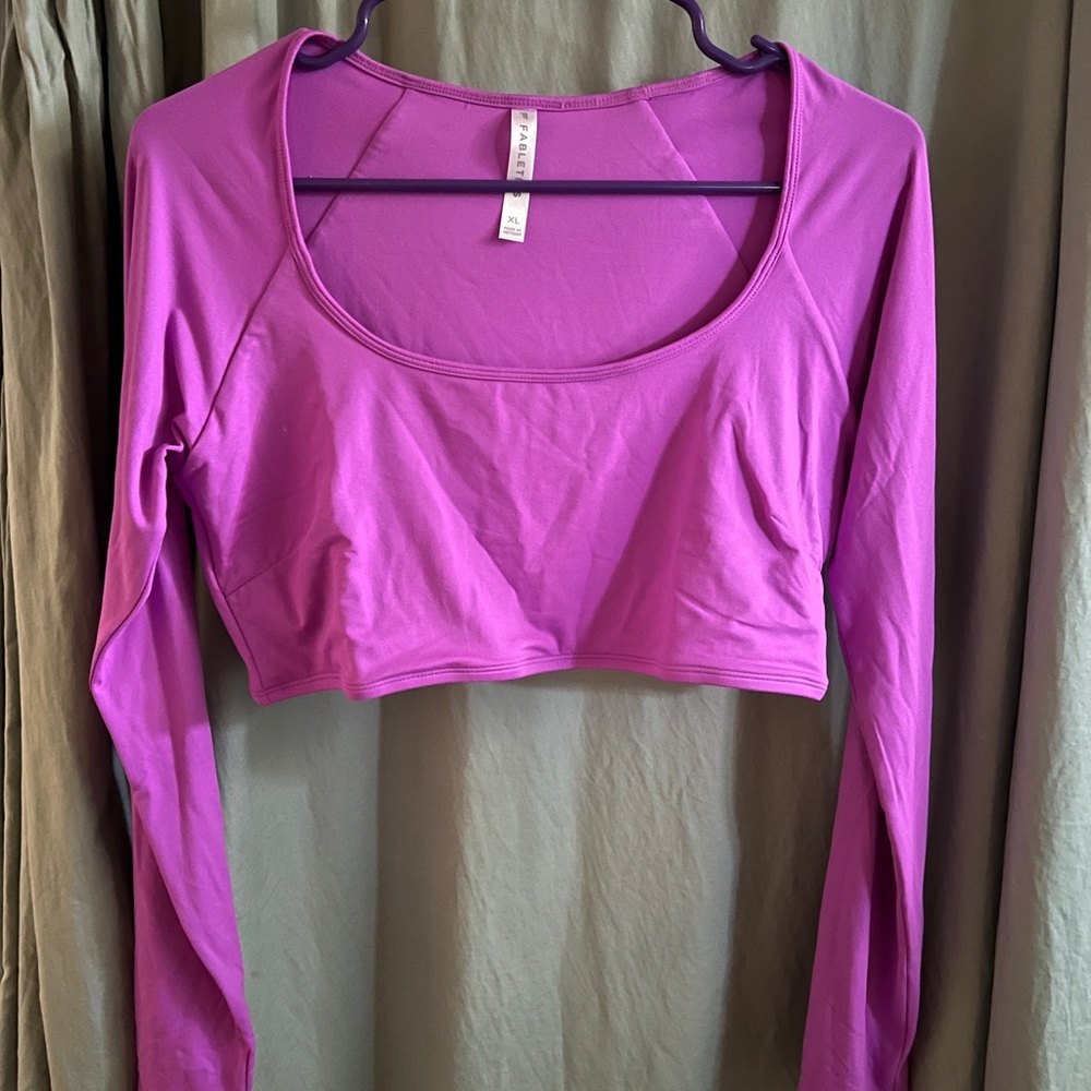 New Fabletics Purple Long Sleeve Crop Top XL